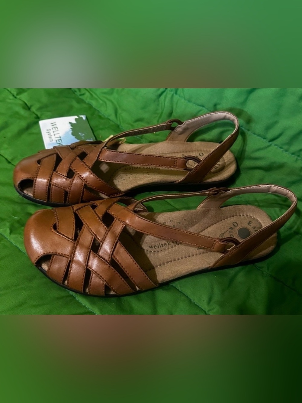 #S Earth Origins Tan Brown Woven Slingback Sandals Sz 9 - Picture 3 of 6